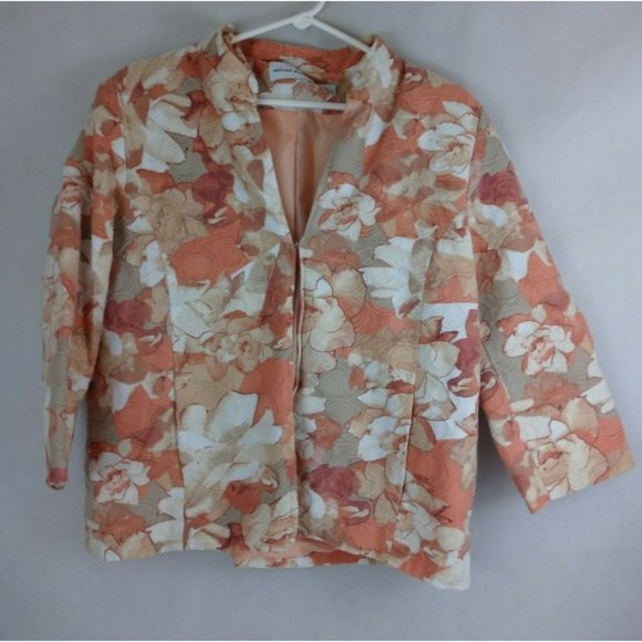 Alfred Dunner Jackets & Blazers - Alfred Dunner Women's Lined Textured 1 Hook Eye Floral Blazer Jacket Size 14